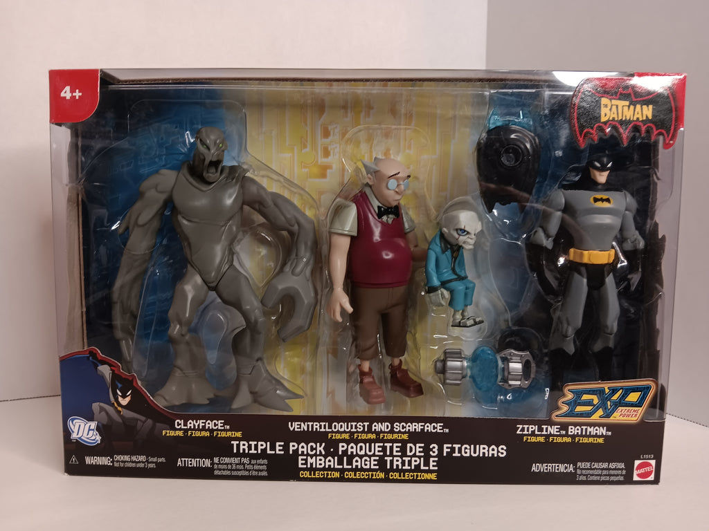 Batman - Zip Action, Ventriloquist and Scarface, Clayface- MIB Action Figure Triple Pack