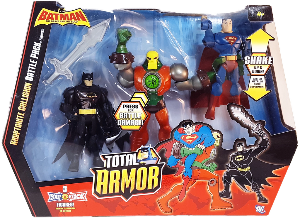 Batman - Total Armor Brave and Bold Kryptonite Collision Batman Superman Metallo Battle Pack MIB action figure