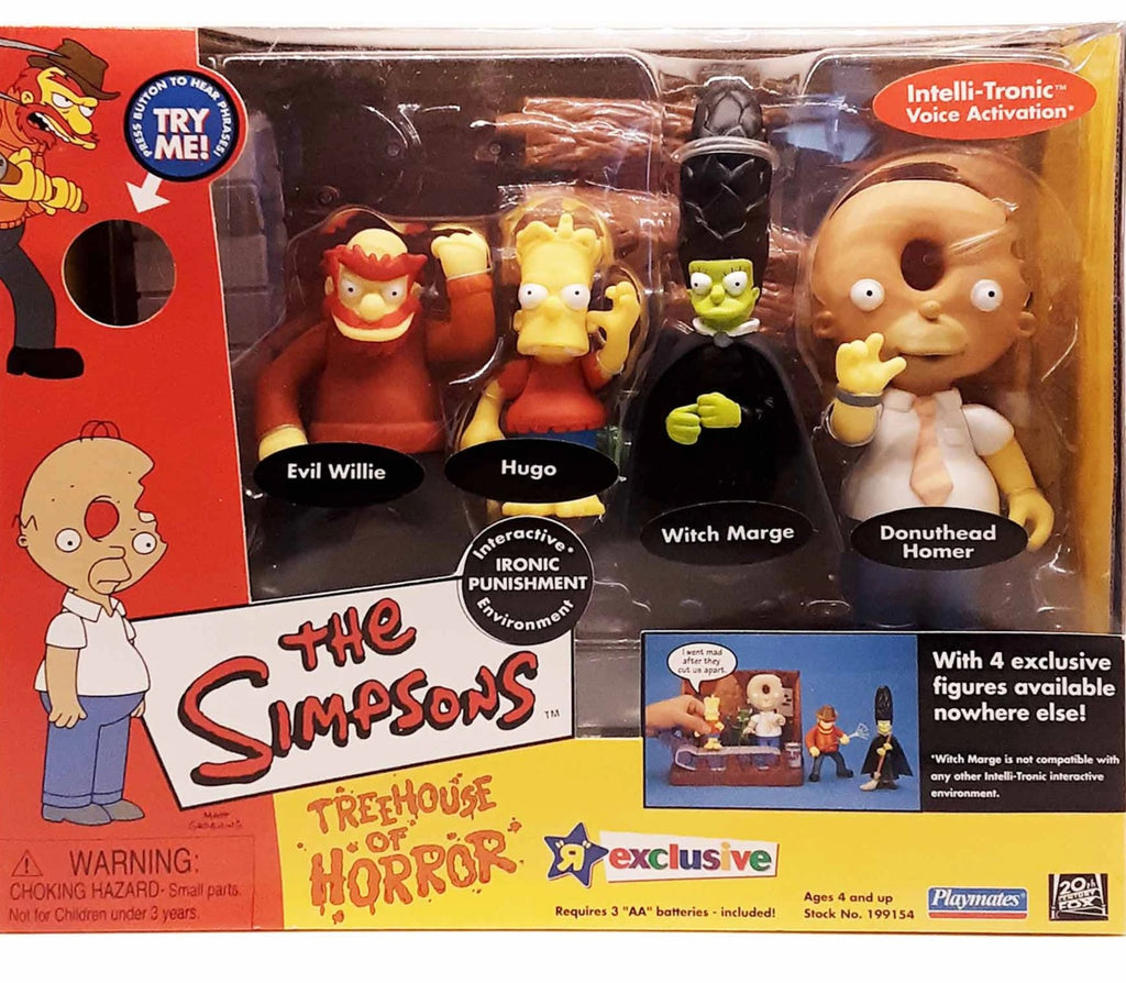 Simpsons Treehouse Of Horrors with Evil Willie, Hugo, Witch Marge and Donuthead Homer MOC interactive environment action figure set
